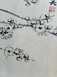 Lai Shaoqi 賴少其 (1915-2000): 'Calligraphy and plum blossom', ink and colour on paper, dated 1978