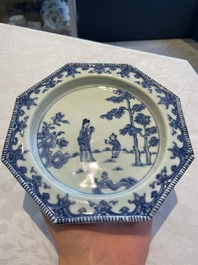 Six Chinese blue and white plates probably after a European silver model, Qianlong
