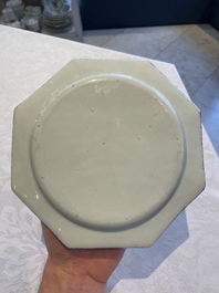 Six Chinese blue and white plates probably after a European silver model, Qianlong