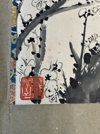 Lai Shaoqi 賴少其 (1915-2000): 'Calligraphy and plum blossom', ink and colour on paper, dated 1978