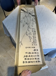 Lai Shaoqi 賴少其 (1915-2000): 'Calligraphy and plum blossom', ink and colour on paper, dated 1978