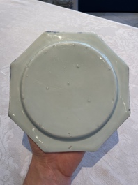 Six Chinese blue and white plates probably after a European silver model, Qianlong