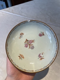 Two Chinese famille rose teapots, ten cups and nine saucers, Qianlong
