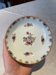 Two Chinese famille rose teapots, ten cups and nine saucers, Qianlong