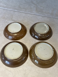 Two Chinese famille rose teapots, ten cups and nine saucers, Qianlong