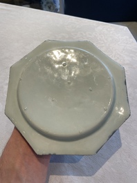 Six Chinese blue and white plates probably after a European silver model, Qianlong