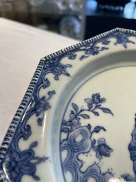 Six Chinese blue and white plates probably after a European silver model, Qianlong