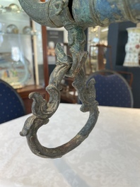 A bronze Khmer palanquin fitting, Cambodia or Thailand, probably Angkor period, 13th C.