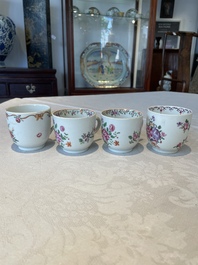 A varied collection of Chinese famille rose teawares, Yongzheng/Qianlong
