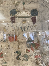 Chinese school: 'Deities in heaven', ink and colour on silk, 19th C.