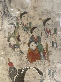 Chinese school: 'Deities in heaven', ink and colour on silk, 19th C.
