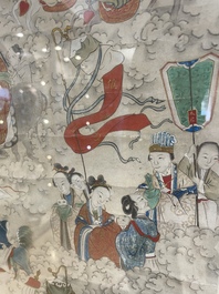 Chinese school: 'Deities in heaven', ink and colour on silk, 19th C.