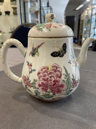 Two Chinese famille rose teapots and a bowl, Qianlong