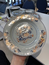 A collection of eleven Chinese Imari-style plates with floral design, 18th C.