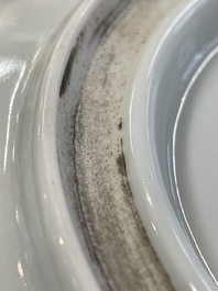 A Chinese famille rose 'mille fleur' dish, a famille verte plate and a pair of famille rose plates, Qianlong mark, 19/20th C.