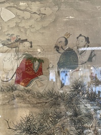 Chinese school: 'Deities in heaven', ink and colour on silk, 19th C.