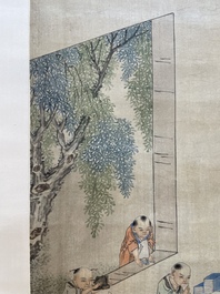 Qian Huian 錢慧安 (1833-1911): 'Playing boys', ink and colour on silk, 19/20th C.
