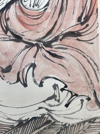 Deng Feng 鄧芬 (1894-1964): 'Monk', ink and colour on paper, dated 1943