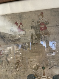 Chinese school: 'Deities in heaven', ink and colour on silk, 19th C.