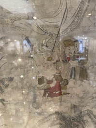 Chinese school: 'Deities in heaven', ink and colour on silk, 19th C.