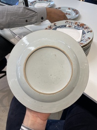 A collection of eleven Chinese Imari-style plates with floral design, 18th C.