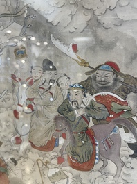 Chinese school: 'Deities in heaven', ink and colour on silk, 19th C.