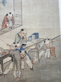 Qian Huian 錢慧安 (1833-1911): 'Playing boys', ink and colour on silk, 19/20th C.