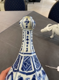 A Chinese blue and white garlic-mouth vase and a white glazed group of a boy on a buffalo, Wanli/Qianlong