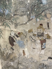 Chinese school: 'Deities in heaven', ink and colour on silk, 19th C.