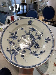 A varied collection of thirteen Chinese blue and white, Imari-style, famille rose and famille verte plates, Kangxi/Qianlong