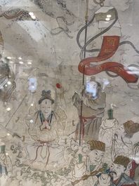 Chinese school: 'Deities in heaven', ink and colour on silk, 19th C.