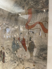 Chinese school: 'Deities in heaven', ink and colour on silk, 19th C.