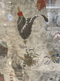 Chinese school: 'Deities in heaven', ink and colour on silk, 19th C.