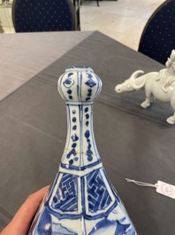 A Chinese blue and white garlic-mouth vase and a white glazed group of a boy on a buffalo, Wanli/Qianlong