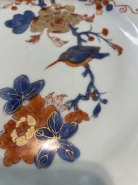 A varied collection of thirteen Chinese blue and white, Imari-style, famille rose and famille verte plates, Kangxi/Qianlong