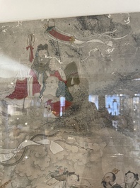 Chinese school: 'Deities in heaven', ink and colour on silk, 19th C.