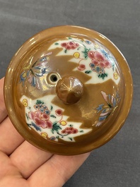 Two Chinese famille rose teapots and a bowl, Qianlong
