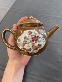 Two Chinese famille rose teapots and a bowl, Qianlong