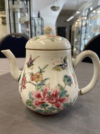 Two Chinese famille rose teapots and a bowl, Qianlong