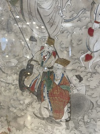 Chinese school: 'Deities in heaven', ink and colour on silk, 19th C.