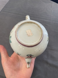 Two Chinese famille rose teapots and a bowl, Qianlong
