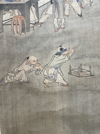 Qian Huian 錢慧安 (1833-1911): 'Playing boys', ink and colour on silk, 19/20th C.