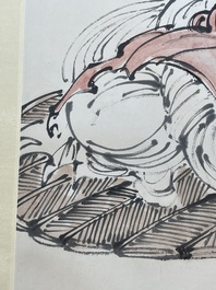 Deng Feng 鄧芬 (1894-1964): 'Monk', ink and colour on paper, dated 1943