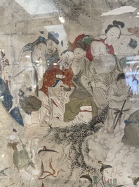 Chinese school: 'Deities in heaven', ink and colour on silk, 19th C.