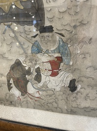 Chinese school: 'Deities in heaven', ink and colour on silk, 19th C.