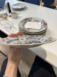 A collection of eleven Chinese Imari-style plates with floral design, 18th C.