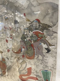 Chinese school: 'Deities in heaven', ink and colour on silk, 19th C.