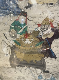 Chinese school: 'Deities in heaven', ink and colour on silk, 19th C.