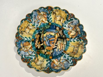An Italian maiolica 'Istoriato' crespina with Diana and Actaion, workshop of Angelo and Ludovico Picchi, Casteldurante, ca. 1550