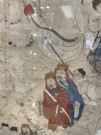 Chinese school: 'Deities in heaven', ink and colour on silk, 19th C.